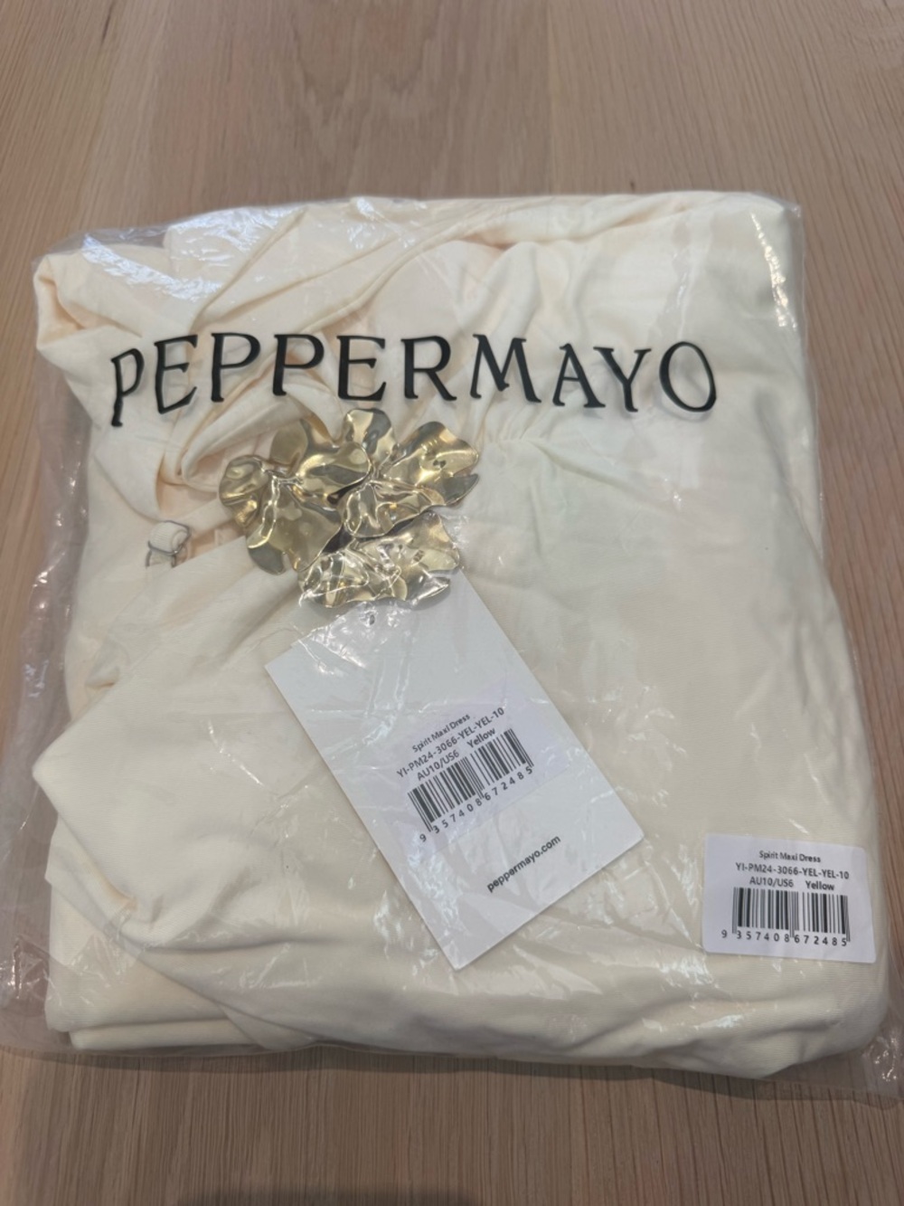 Peppermayo Cream Halter Maxi Dress with Gold Brooch - Picture 5 of 5